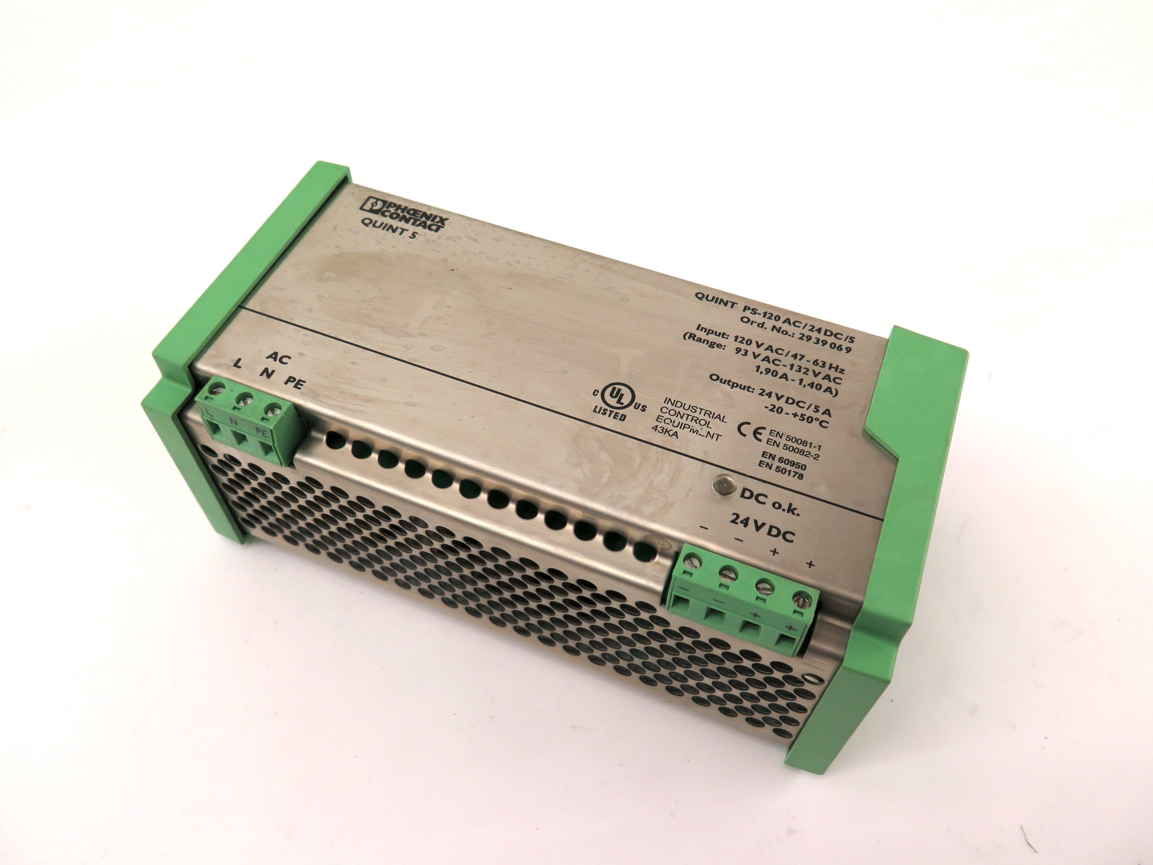 Pheonix Contact Quint PS-120AC/24DC/5 Power Supply Input: 120Vac Output ...