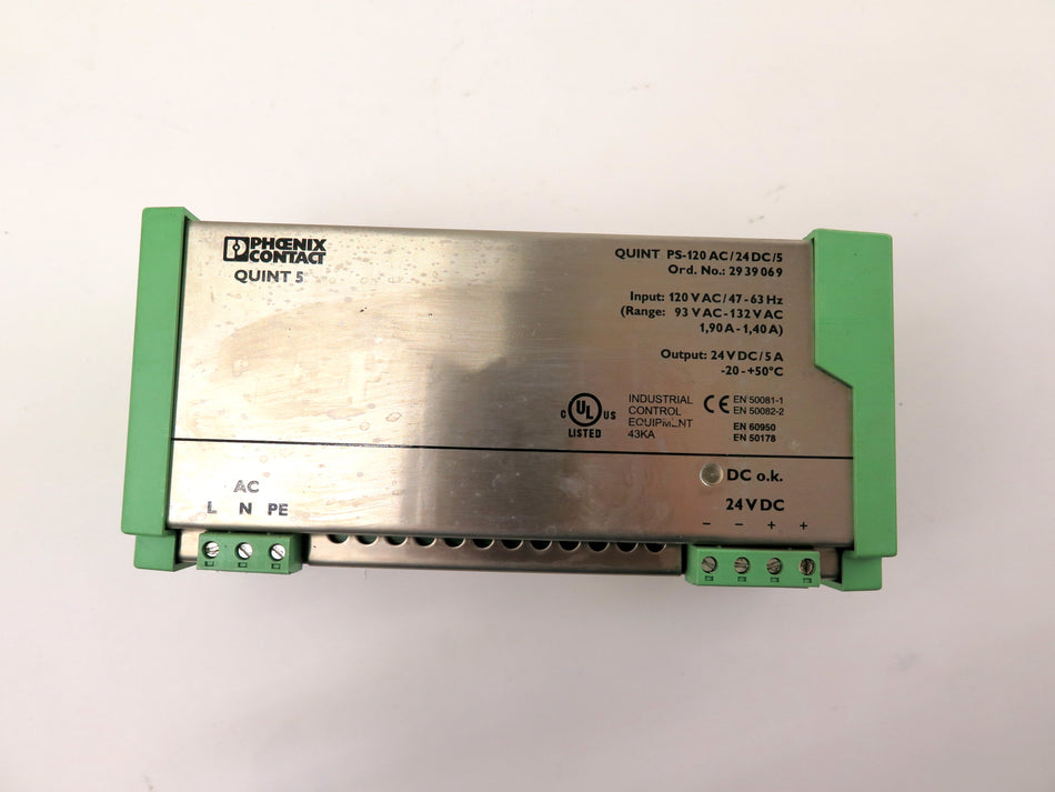 Pheonix Contact Quint PS-120AC/24DC/5 Power Supply Input: 120Vac Output: 24Vdc - Advance Operations