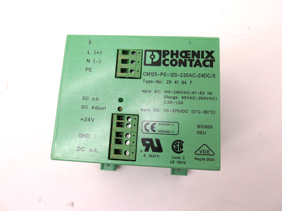 Pheonix Contact 2941947 Power Supply Input 100-240Vac Output 24Vdc - Advance Operations