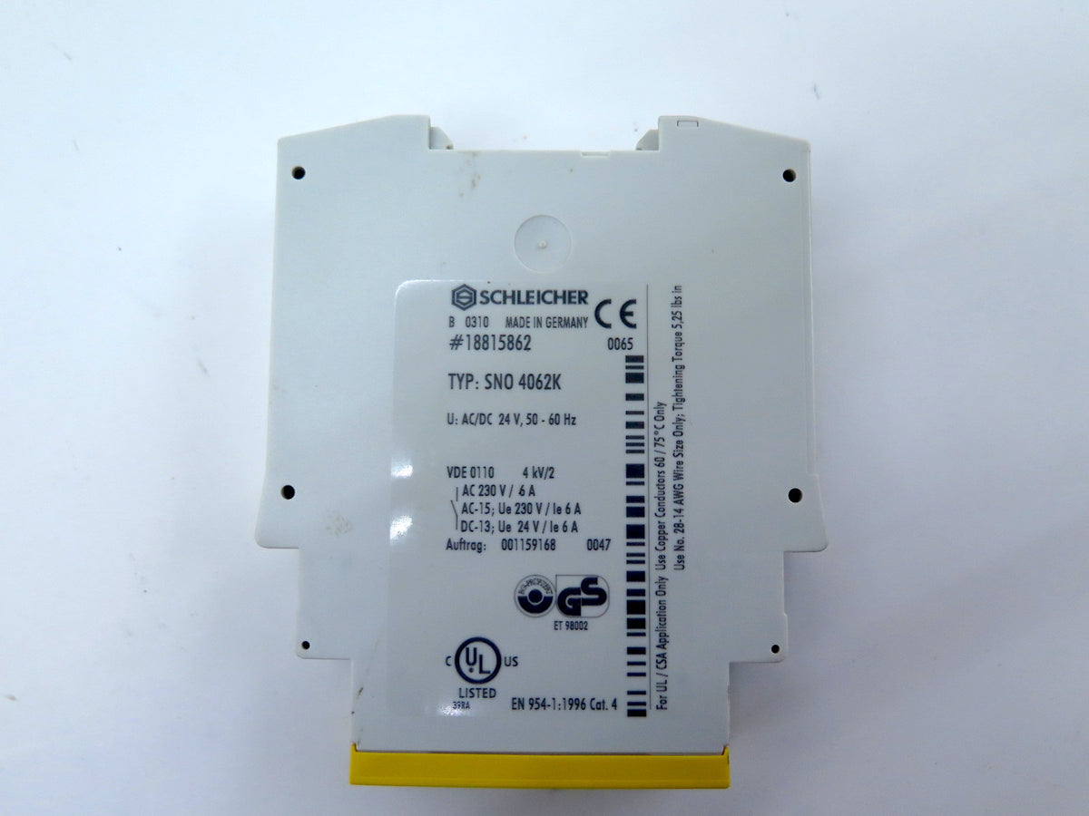Schleicher 18815862 / SNO 4062K Safety Relay 24Vdc - Advance Operations