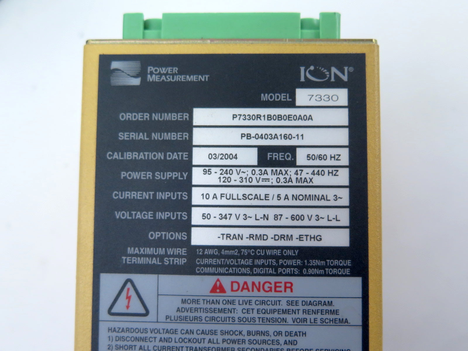 Power Measurement Ion 7330 RMD & P7330R1B0B0E0A0A Power Module KIT - Advance Operations