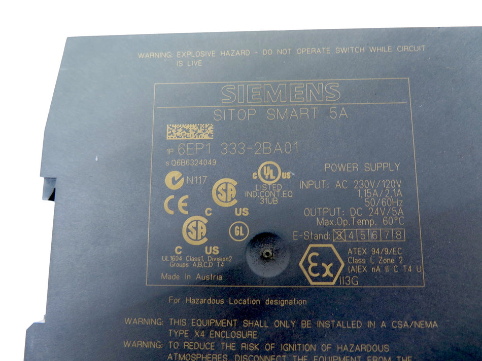 Siemens 6EP1 333-2BA01 SITOP Power Supply Little Crack but works perfectly - Advance Operations