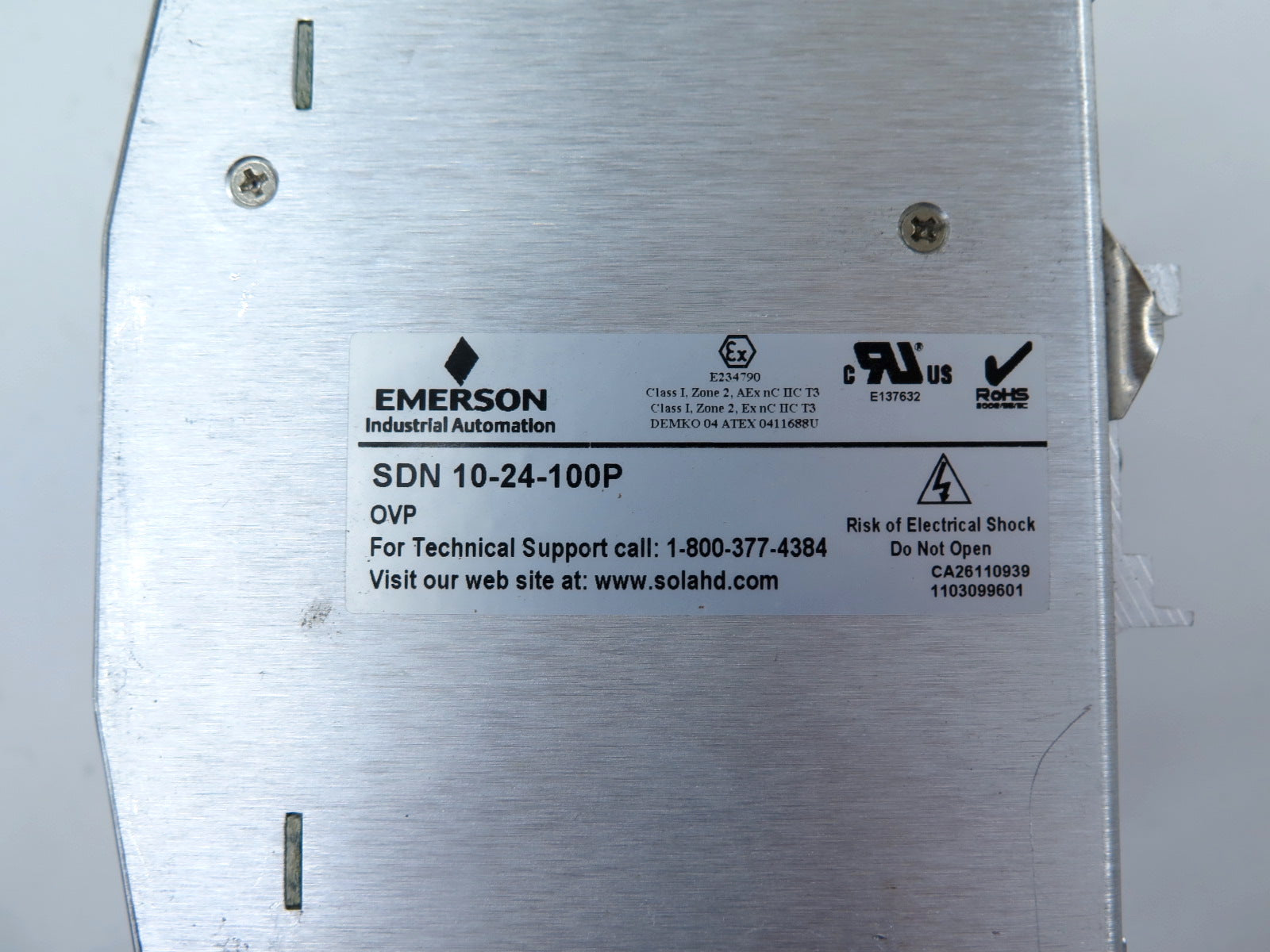 Emerson SDN 1-24-100P Power Supply 115/230Vac Output: 24Vdc - Advance Operations