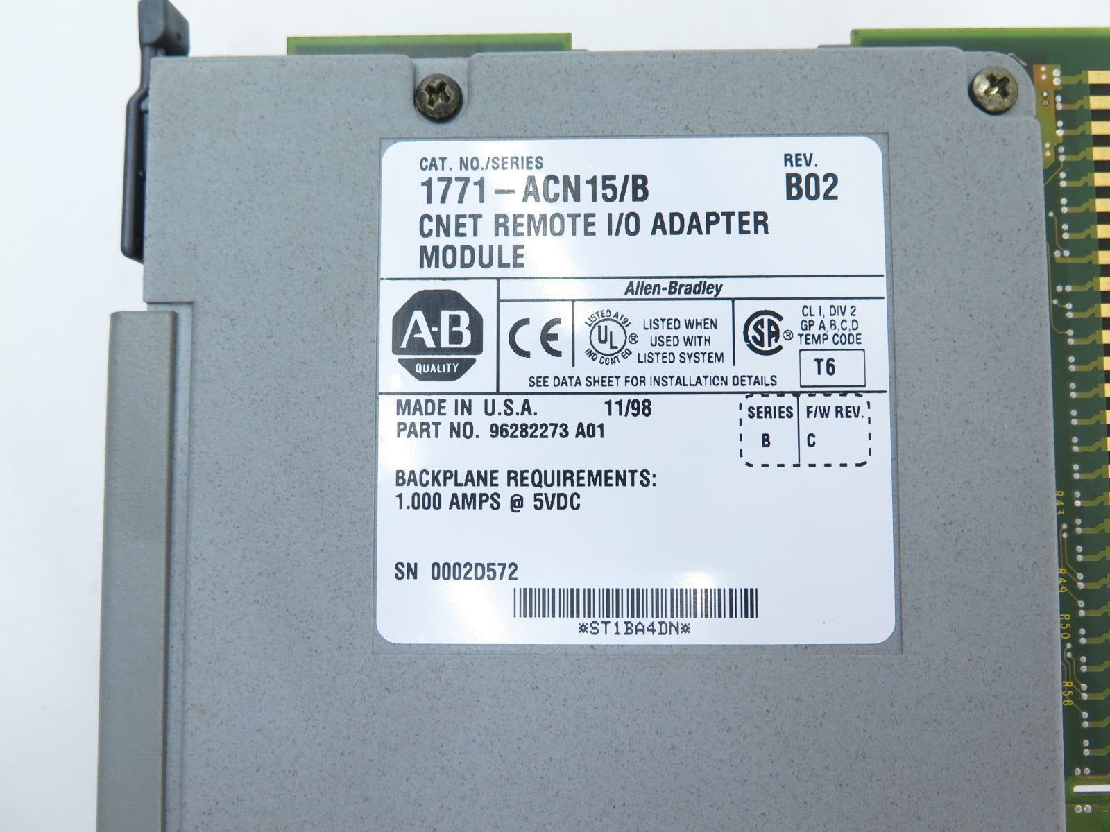 Allen-Bradley 1771-ACN15/B Cnet Remote I/O Adapter Module - Advance Operations