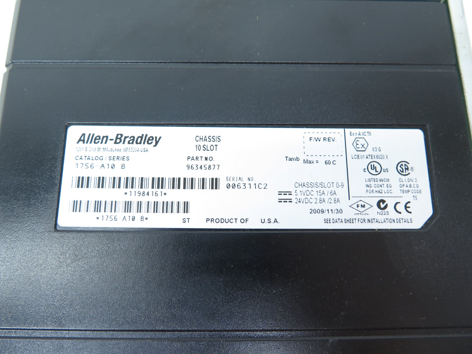 Allen-Bradley 1756-A10 Chassis 10 Slot - Advance Operations