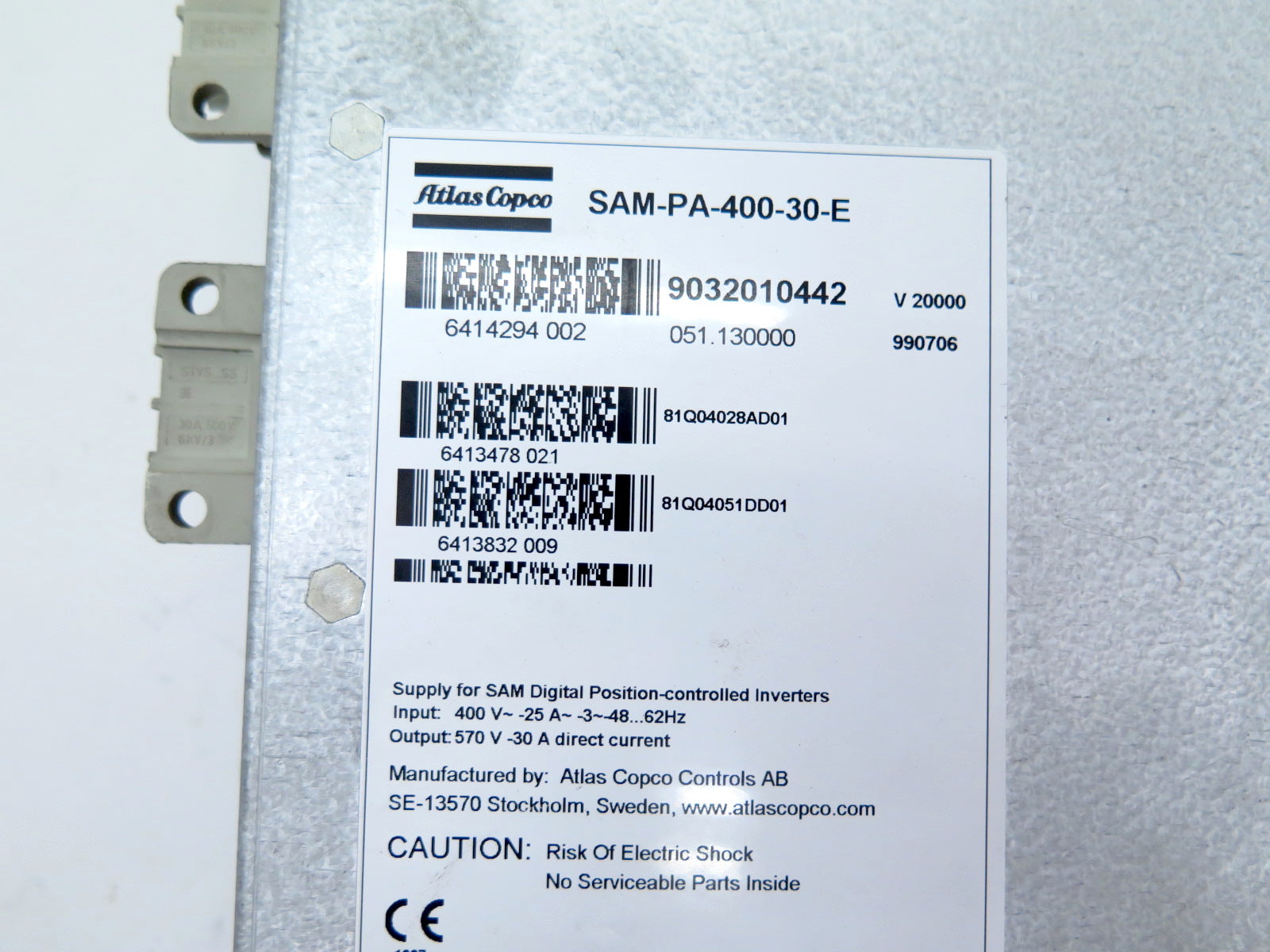 Socapel SAM / Atlas Copco SAM-PA-400-30-E Power Supply Module - Advance Operations