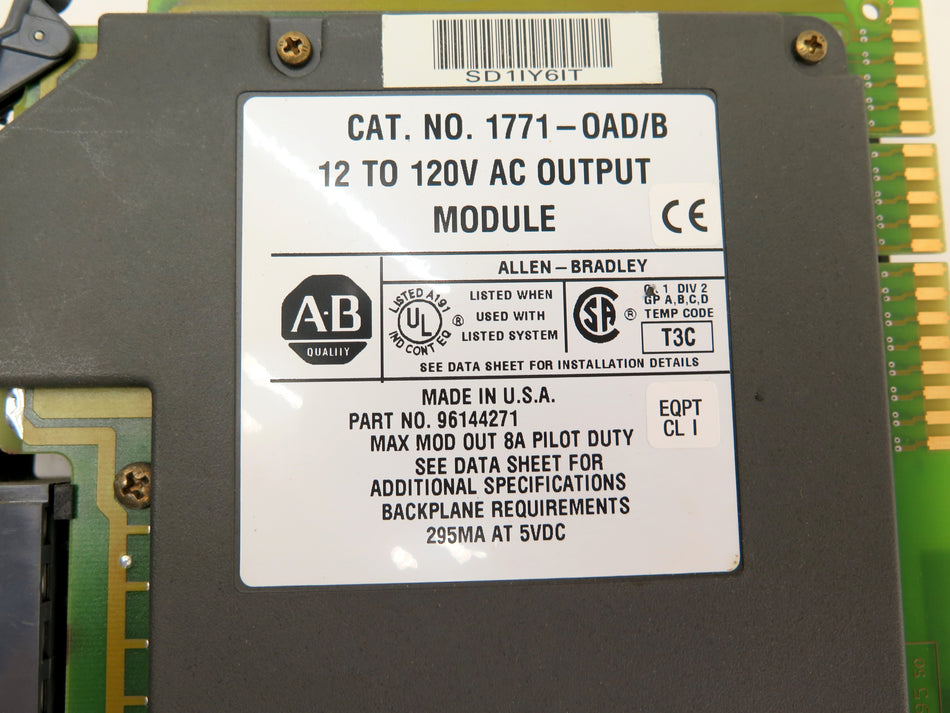 Allen-Bradley 1771-OAD/B 12 To 120Vac AC Output Module - Advance Operations