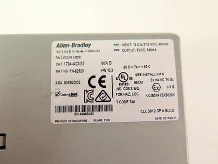 Allen-Bradley 1794-ACN15 Ser D ControlNet Adapter - Advance Operations