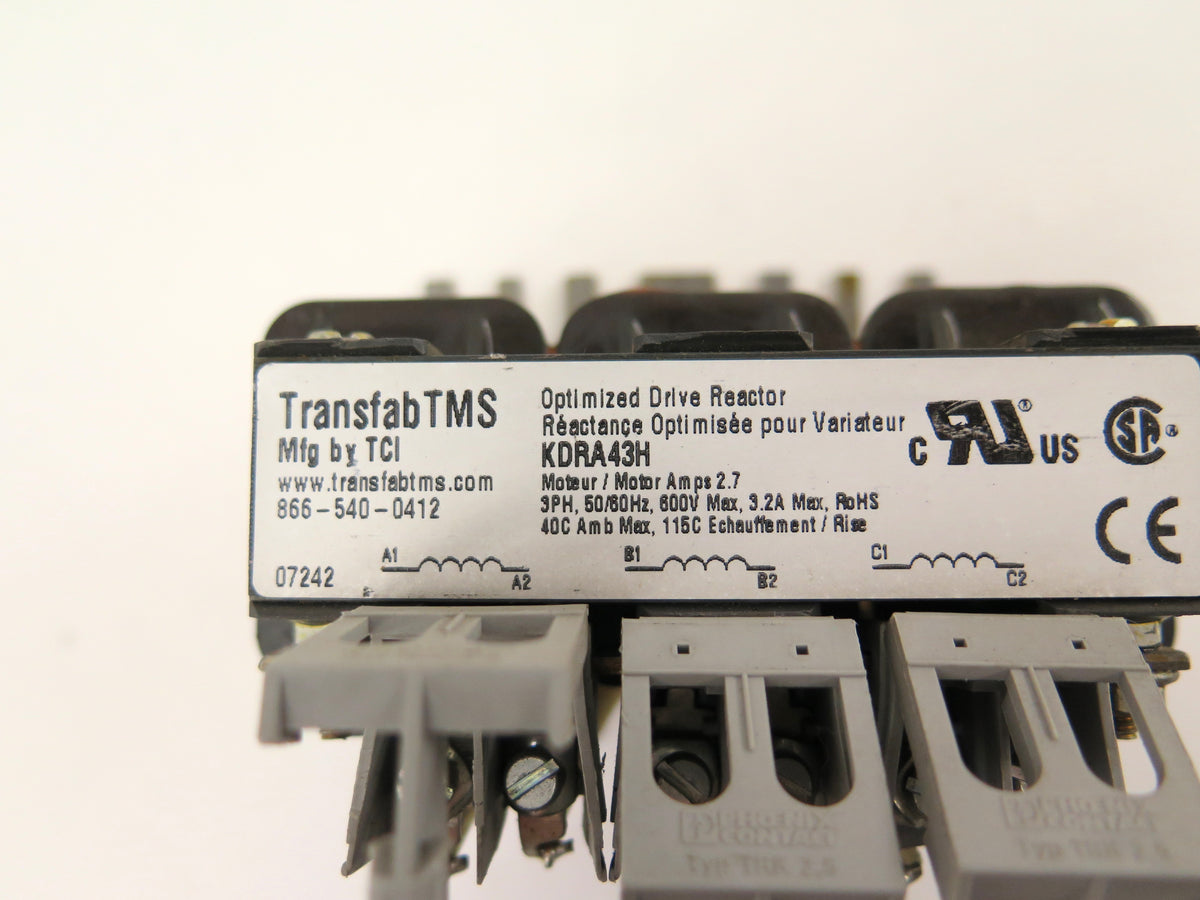 Transfab TMS KDRA43H Optimized Drive Reactor 3PH 600V 3.2A - Advance Operations