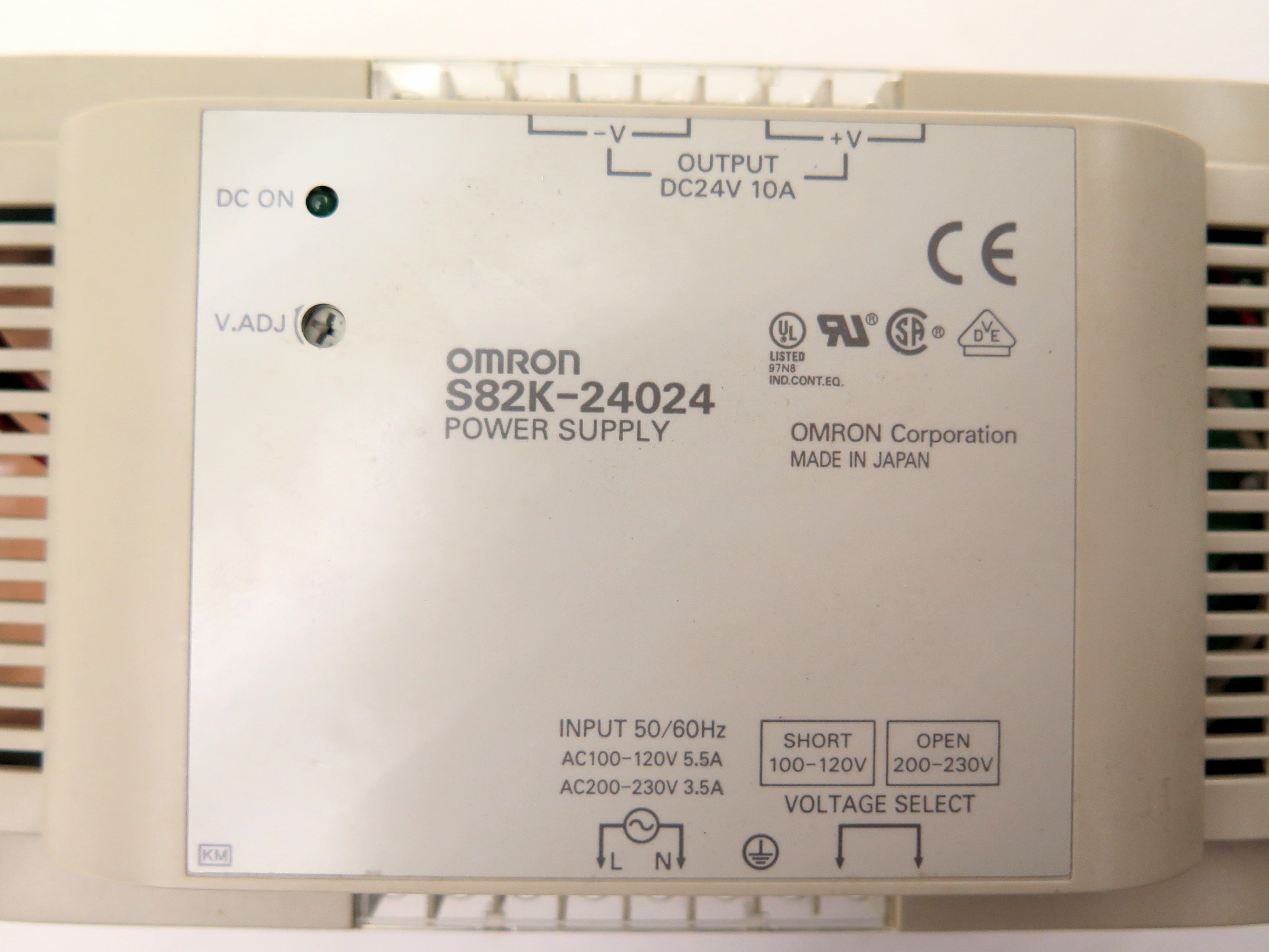 Omron S82K-24024 Power Supply Input: 100-230Vac Output: 24Vdc - Advance Operations
