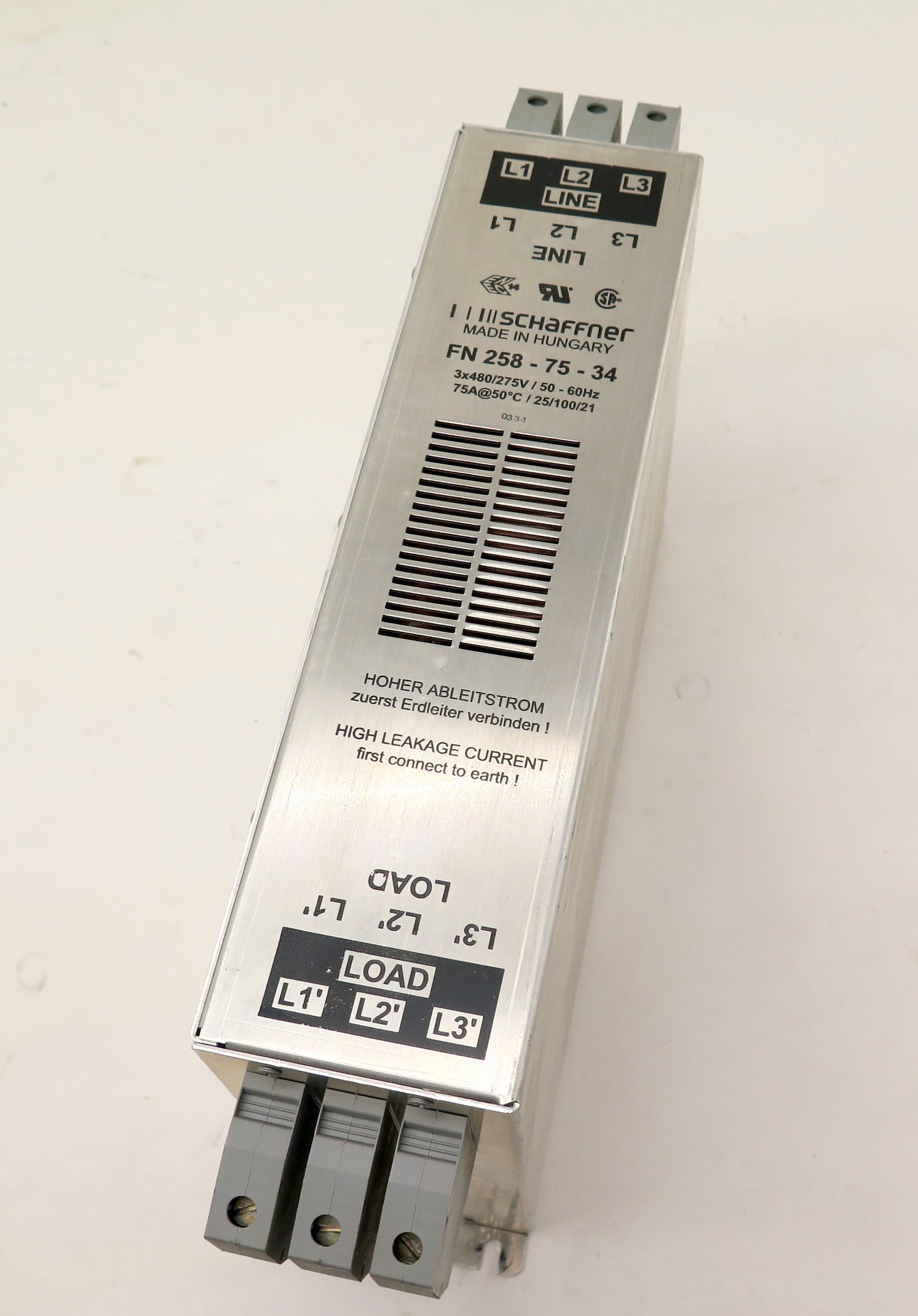 Schaffner FN258-75-34 AC Line Filter - Advance Operations