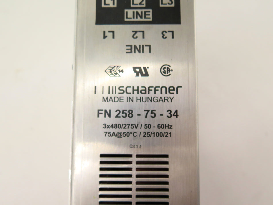 Schaffner FN258-75-34 AC Line Filter - Advance Operations