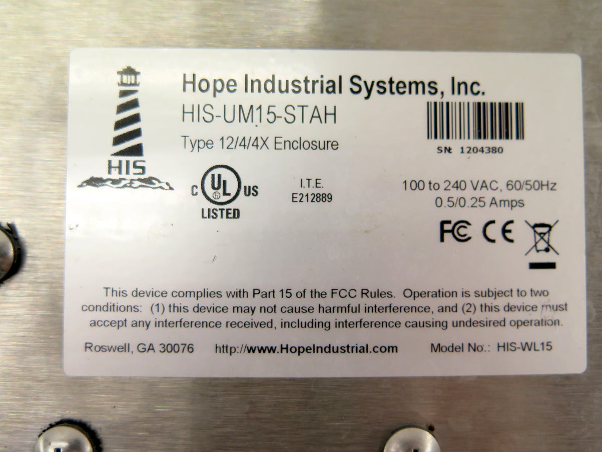 Hope Industrial Systems HIS-UM15-STAH Type 12/4/4X Enclosure HIM Interface - Advance Operations