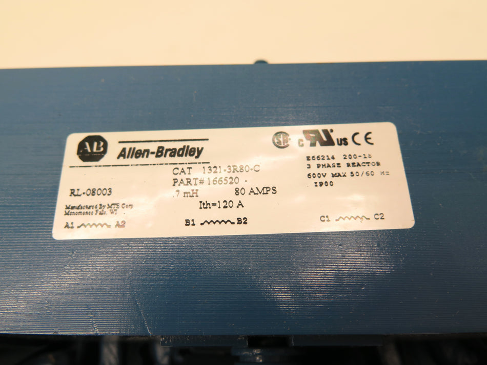 Allen-Bradley 1321-3R80-C Line Reactor 3Ph 600Vac max 80A - Advance Operations