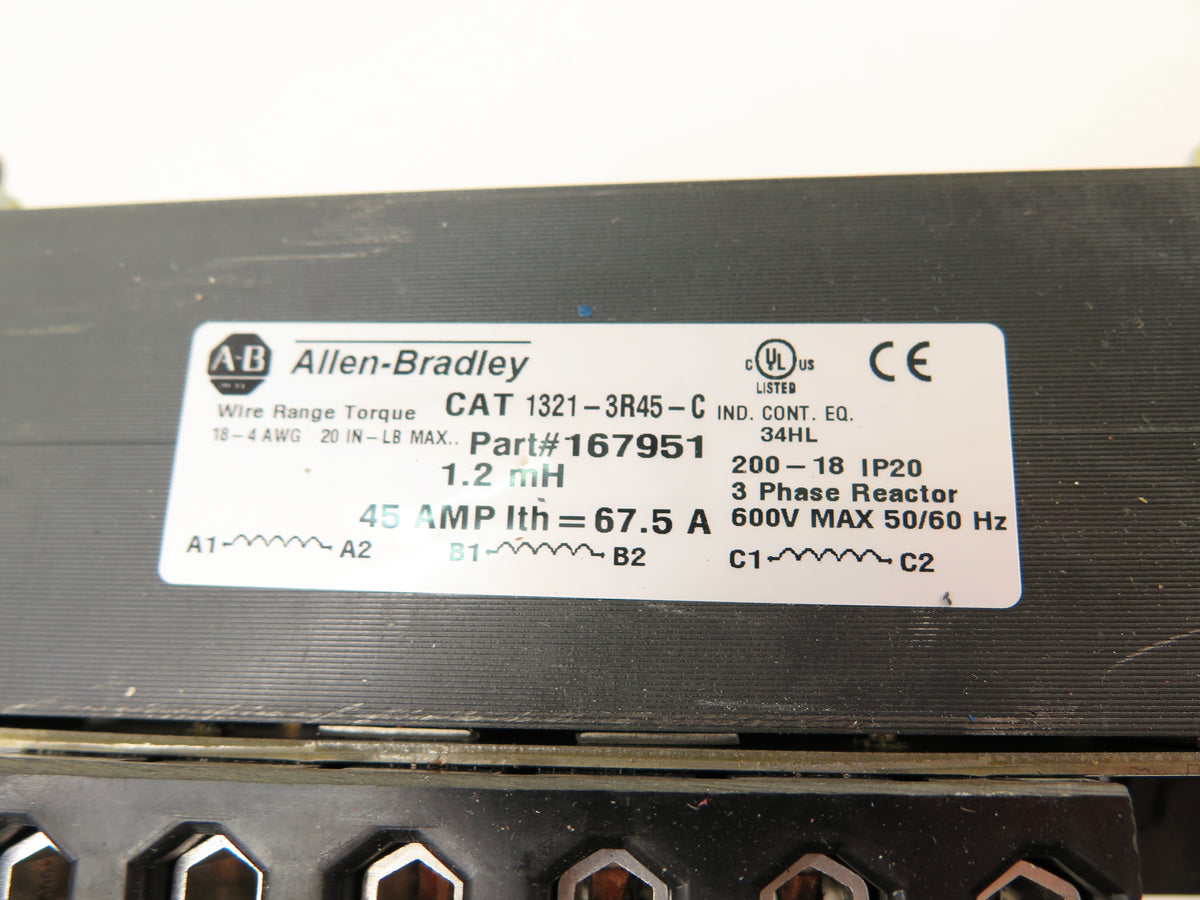 Allen-Bradley 1321-3R45-C Line Reactor 3Phase 600V 45A - Advance Operations