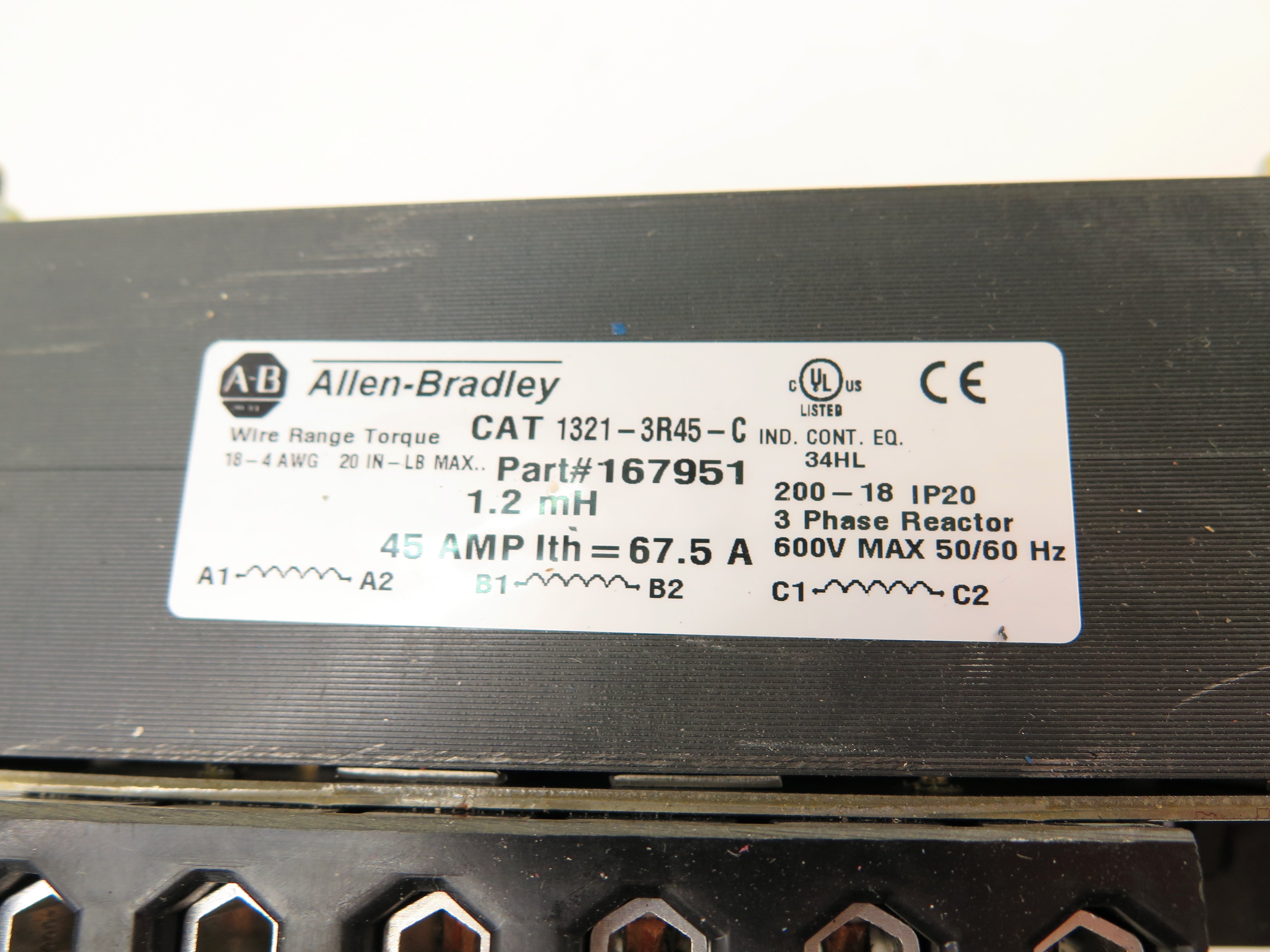 Allen-Bradley 1321-3R45-C Line Reactor 3Phase 600V 45A - Advance Operations