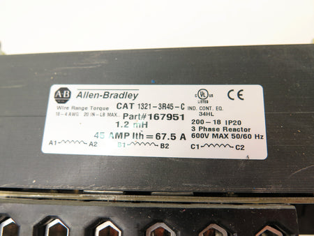 Allen-Bradley 1321-3R45-C Line Reactor 3Phase 600V 45A - Advance Operations