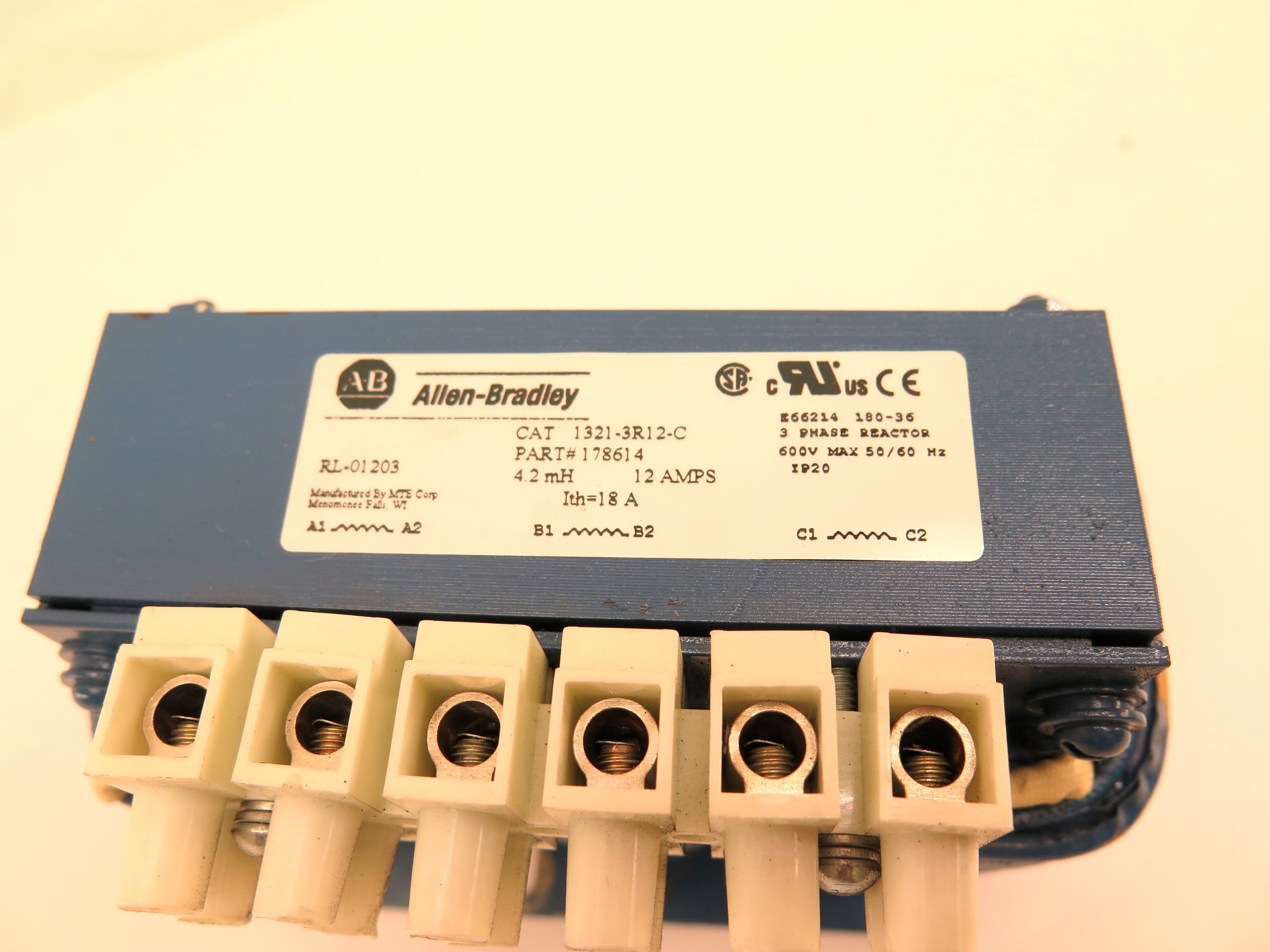 Allen-Bradley 1321-3R12-C Line Reactor 12A 3Phase 600Vac max - Advance Operations