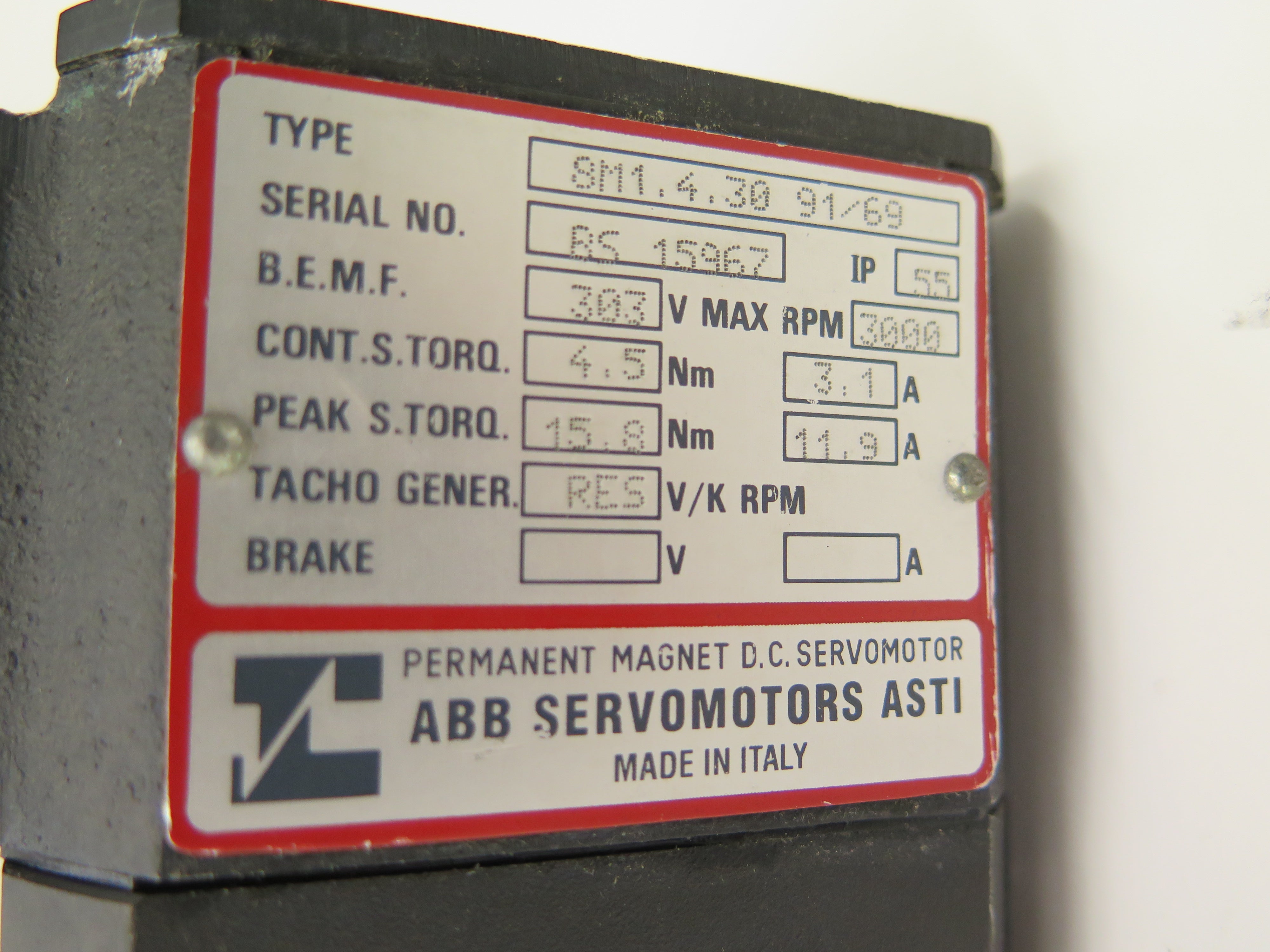 ABB 8M1.4.3091/69 Permanent Magnet Dc Servomotor 303V max - Advance Operations