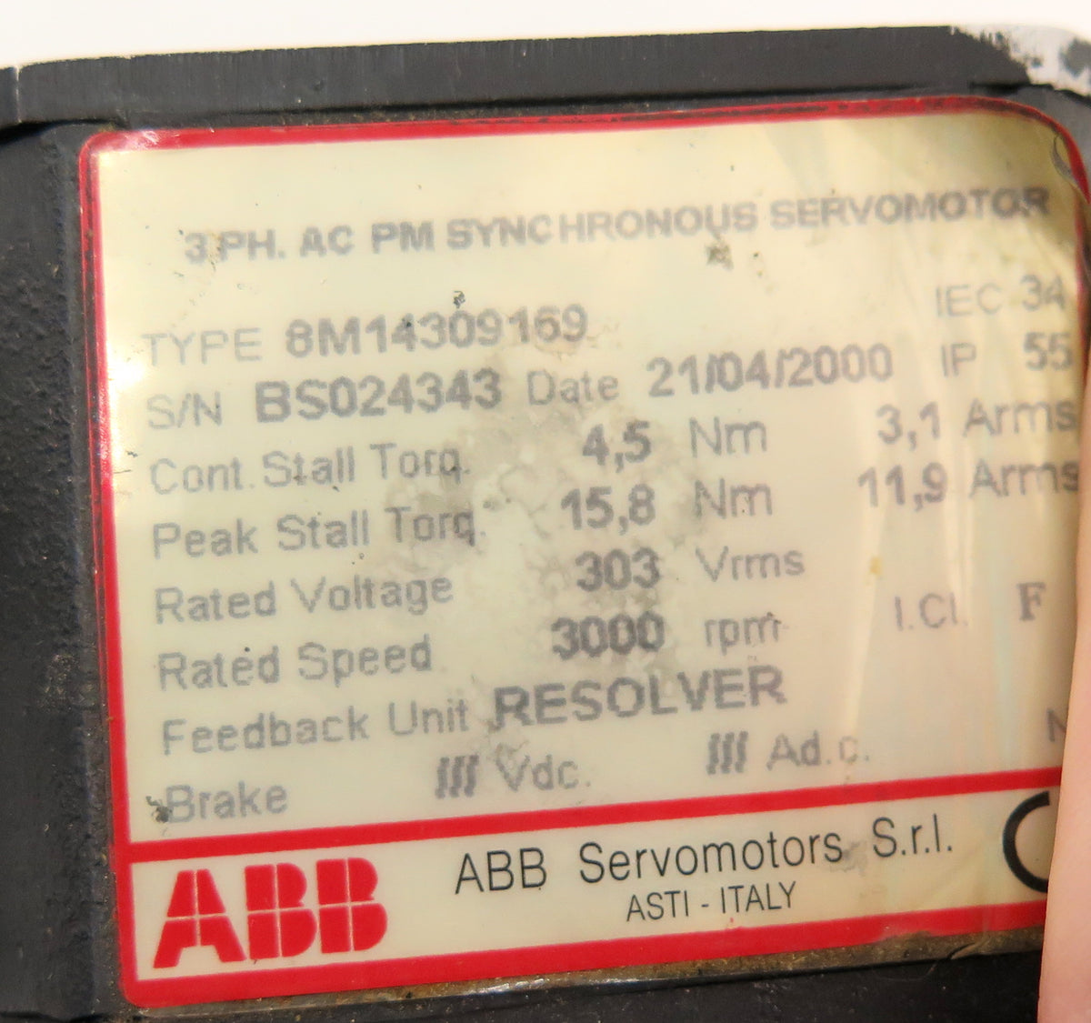 ABB 8M14309169 Synchronus Servomotor 3Ph AC - Advance Operations