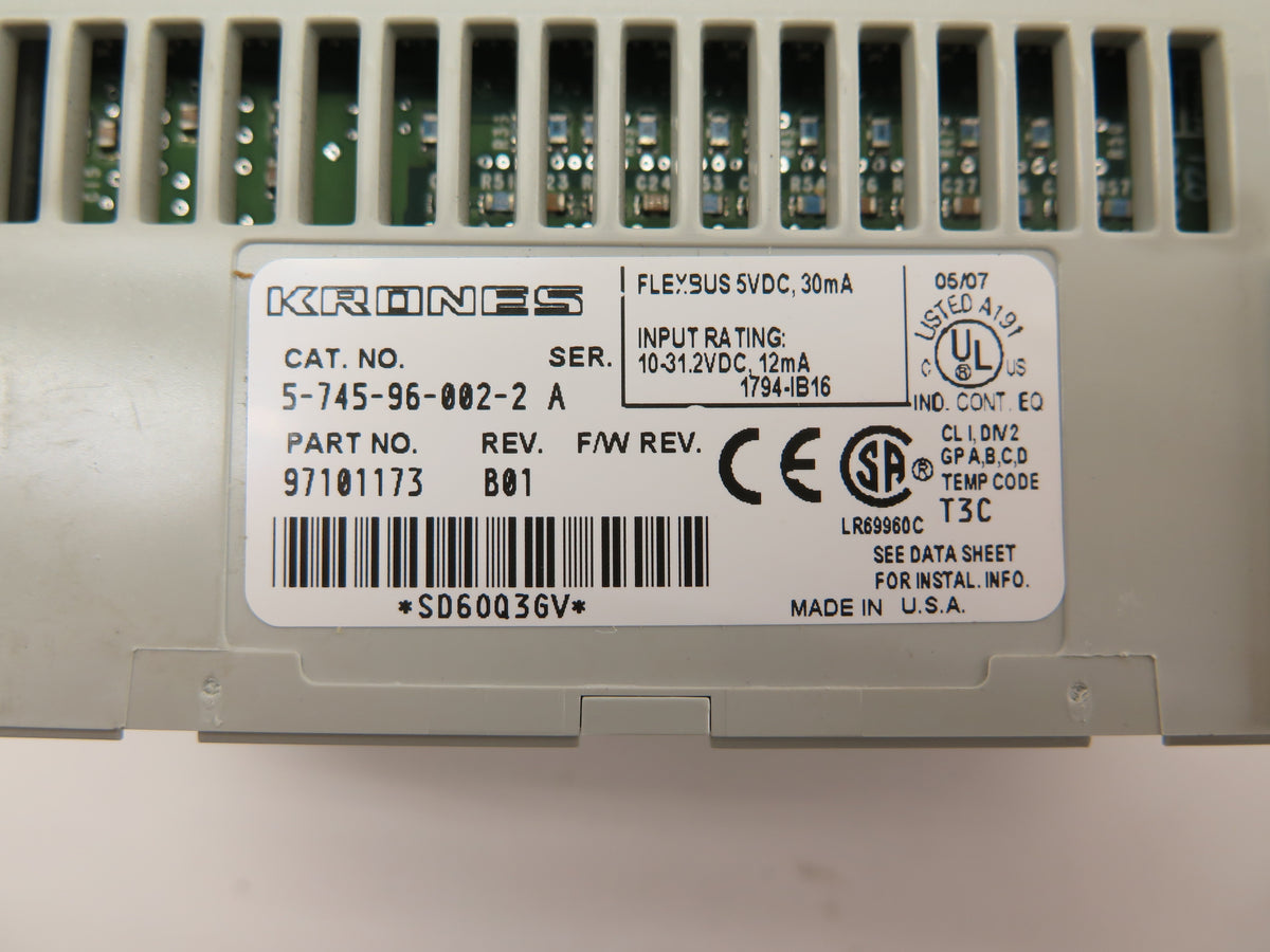 Krones 5-745-96-002-2 Digital 16 Input 24Vdc - Advance Operations