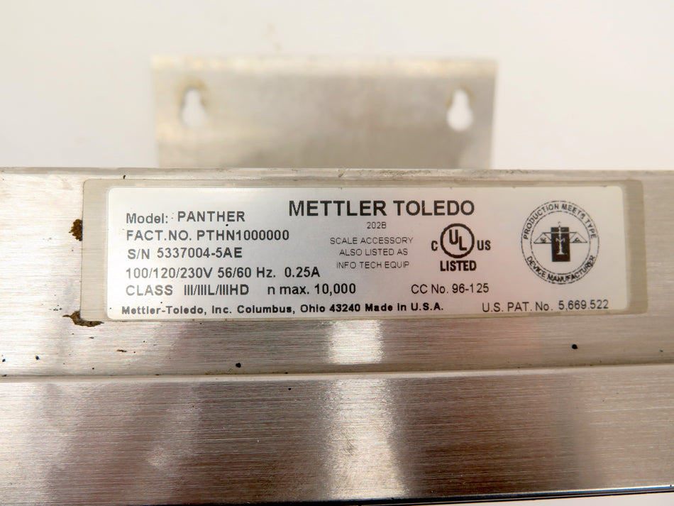 Mettler Toledo Panther Plus PTHN1000000 100-230Vac 56/60Hz 0.25A Scale - Advance Operations