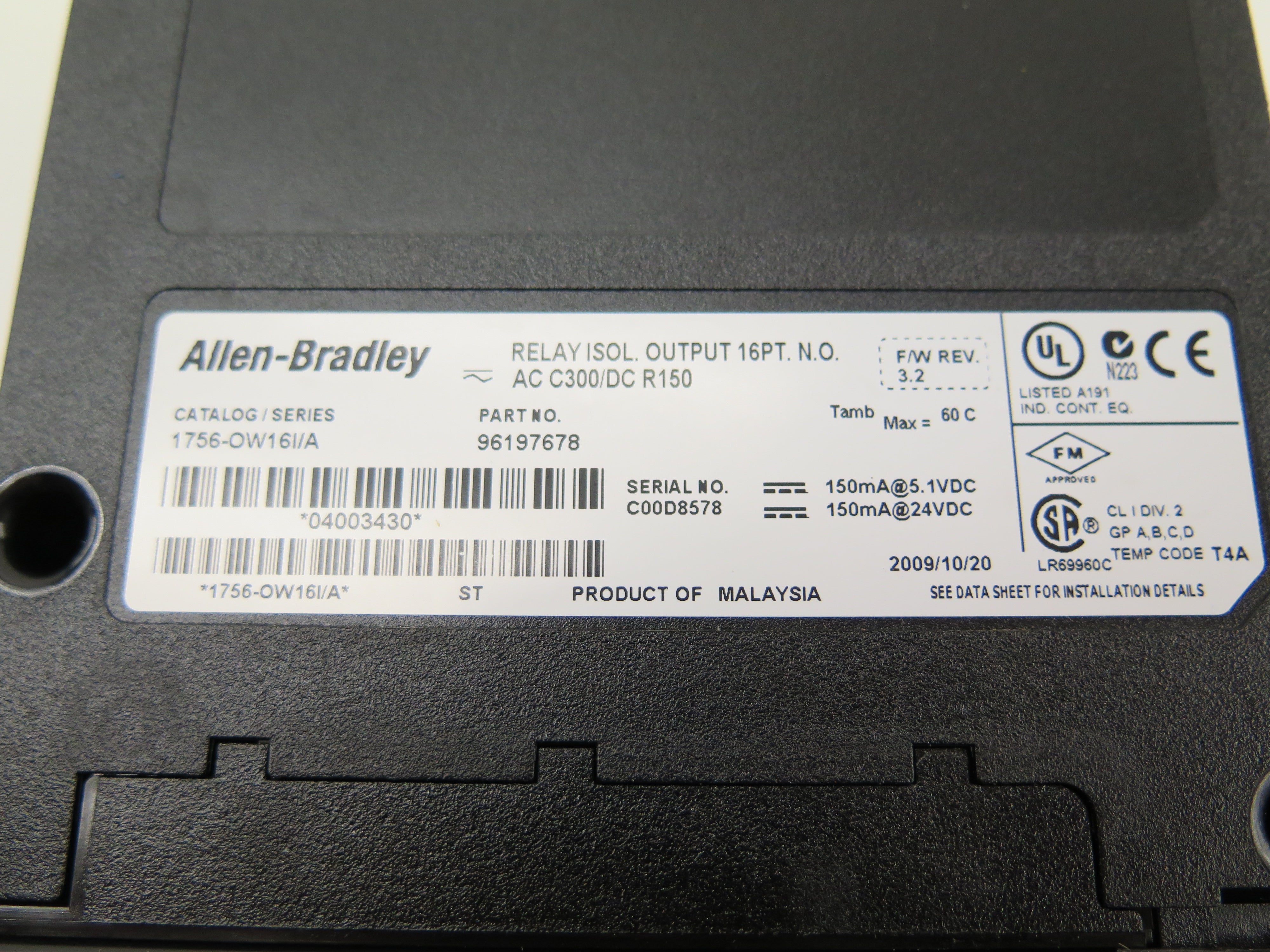 Allen-Bradley 1756-OW16I/A Relay Isol. Output 16PT. N.O AC C300/DC R150 Module - Advance Operations