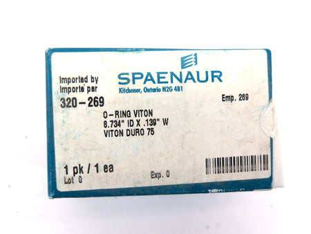 Spaenaur 320-269 O-Ring Viton Duro 75 8.734 ID X .139" W - Advance Operations