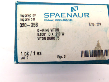 Spaenaur 320-358 O-Ring Viton Duro 75 5.600" X .210 W - Advance Operations
