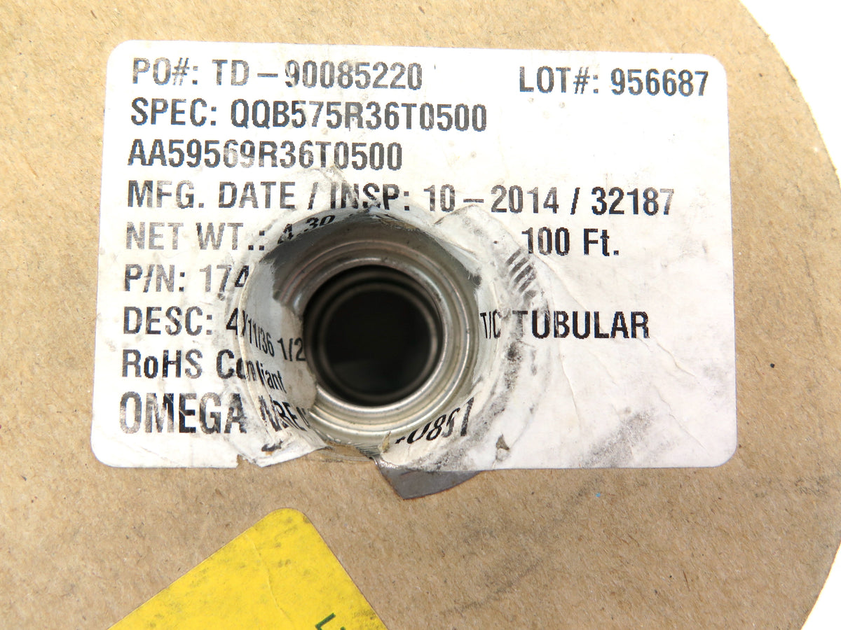 Omega Wire  QQB575R36T0500 1/2" T/C TUBULAR BRAID WIRE AA59569R36T0500 (10FT) - Advance Operations