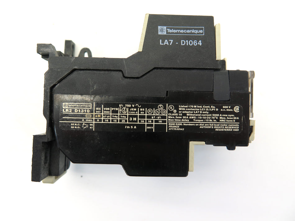 Telemecanique LR@ D1310 / LA7-D1064 Overload Relay & Adaptor Terminal Bloc - Advance Operations