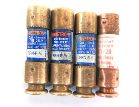 Fusetron FRN-R 1/2 Class D  Time Delay Fuse 1/2 A 250Vac Lot of 6 - Advance Operations