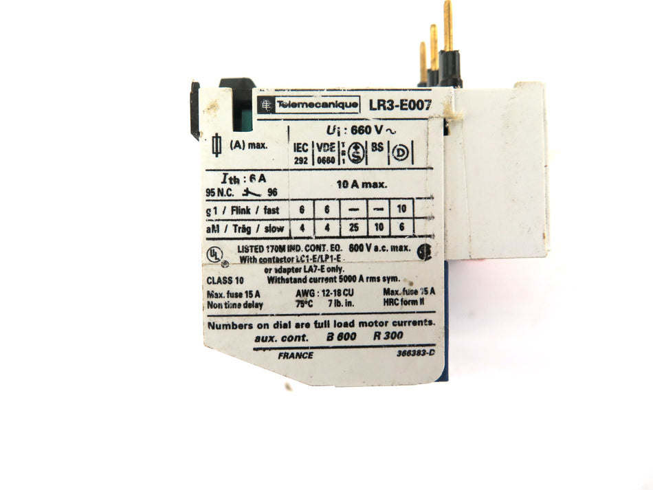 Telemecanique LR3-E007 Thermal Overload Relay 600Vac Max - Advance Operations