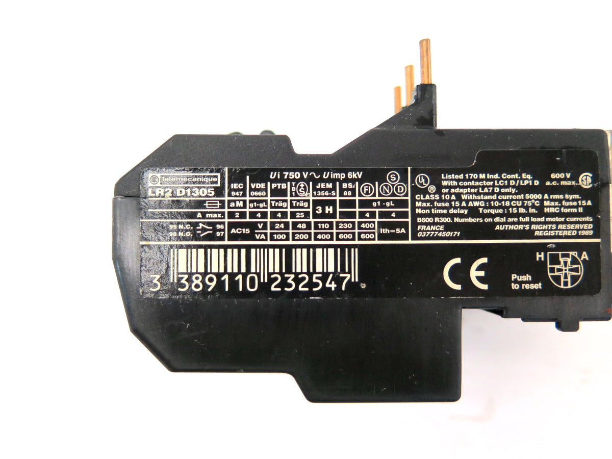 Telemecanique LR2 D1305  Overload Relay Adjustable 0.63A-1A - Advance Operations