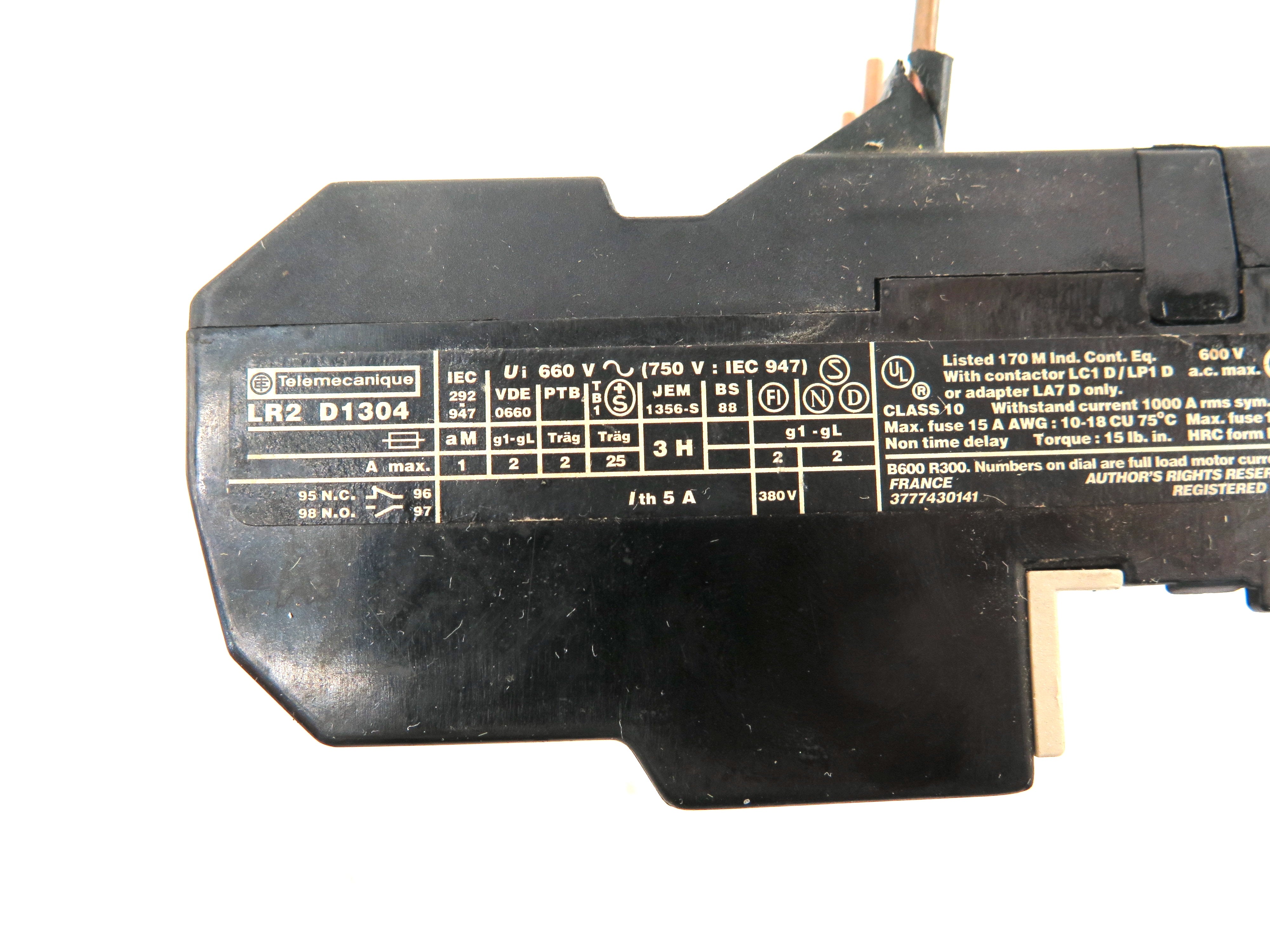 Telemecanique LR2 D1304 Thermal Overload Relay 0.4-0.63A - Advance Operations