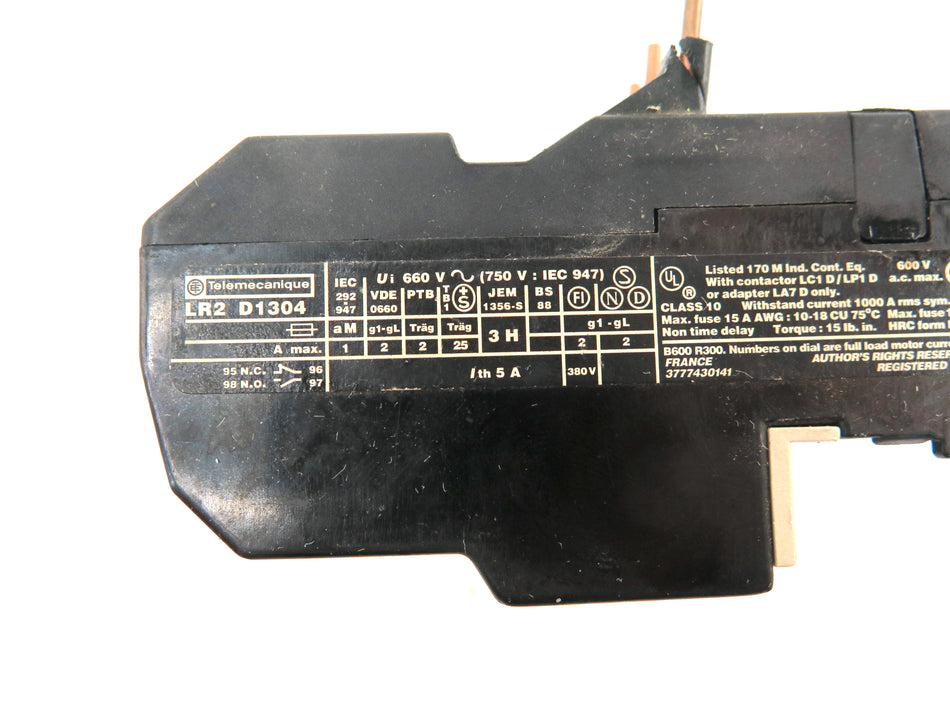 Telemecanique LR2 D1304 Thermal Overload Relay 0.4-0.63A - Advance Operations