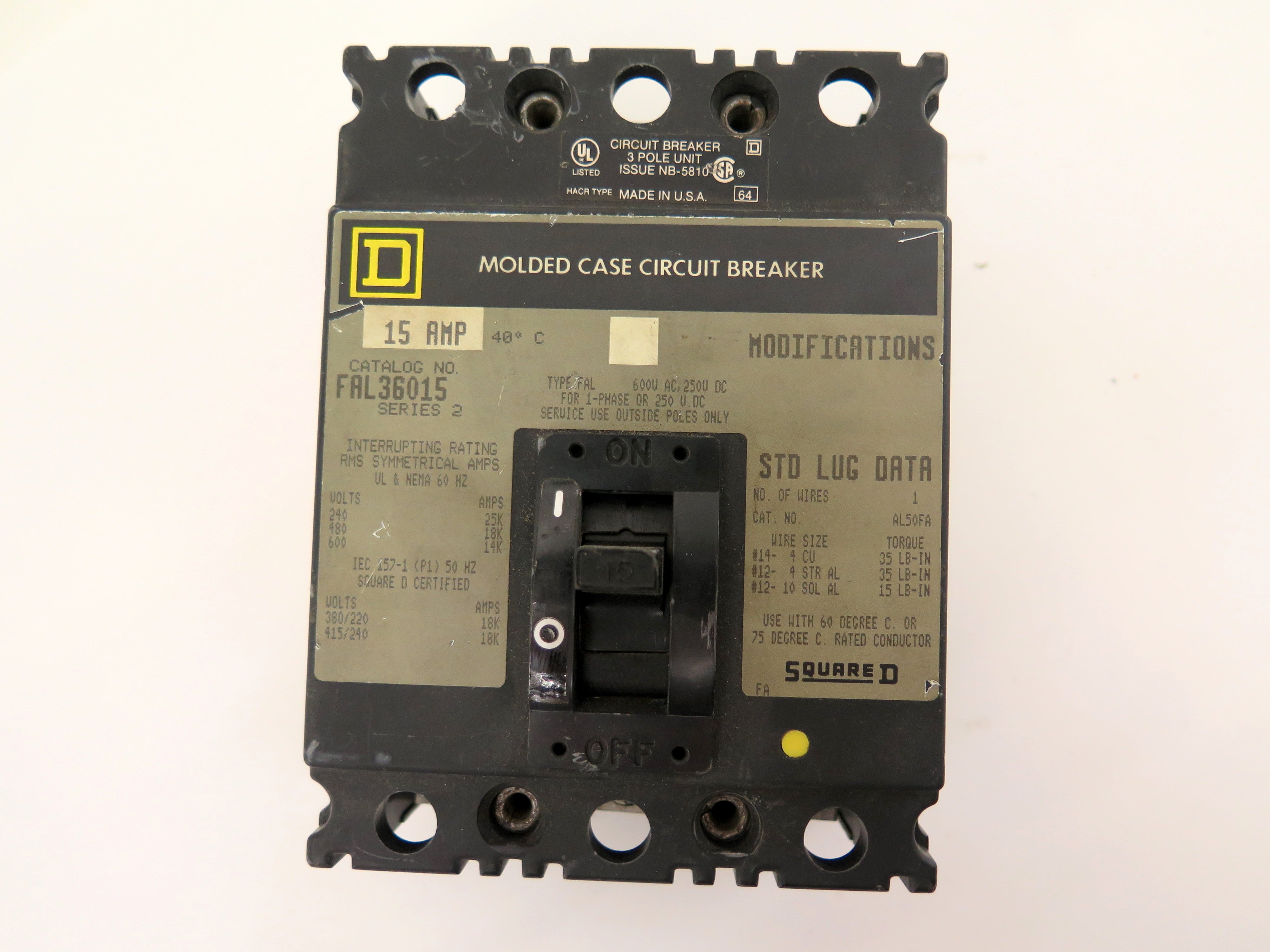 Square D FAL36015 Molded Case Circuit Breaker - Advance Operations