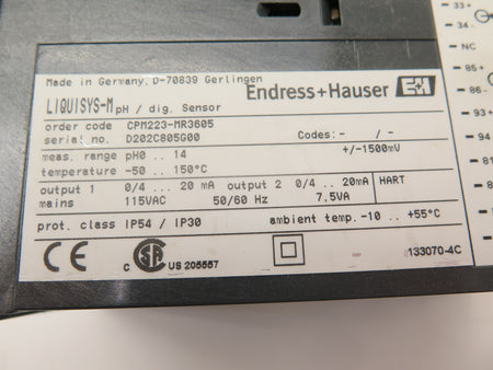 Endress + Hauser CPM223-MR3606 Liquisys M pH/ORP Transmitter Profibus PA - Advance Operations