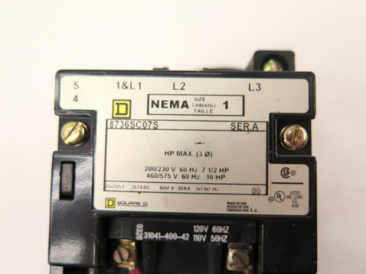 Schneider / Square D 8736SC07S Reversing Starter 10Hp  NEMA Size 1 - Advance Operations