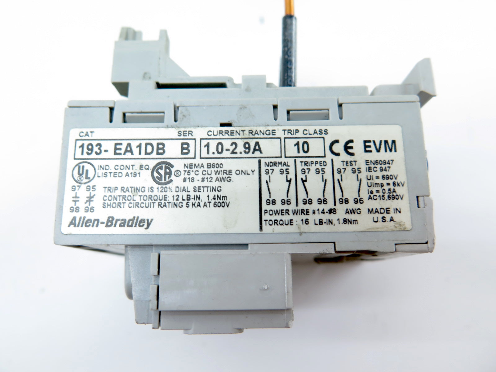 Allen-Bradley EA1DB Ser B Overload Relay LOT OF 2 - Advance Operations
