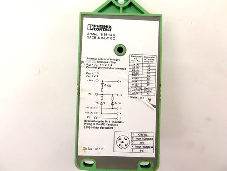 Pheonix Contact 16 98 13 6 SACB-4/ 8-L-C GG 4 Position Sensor Collection Unit - Advance Operations