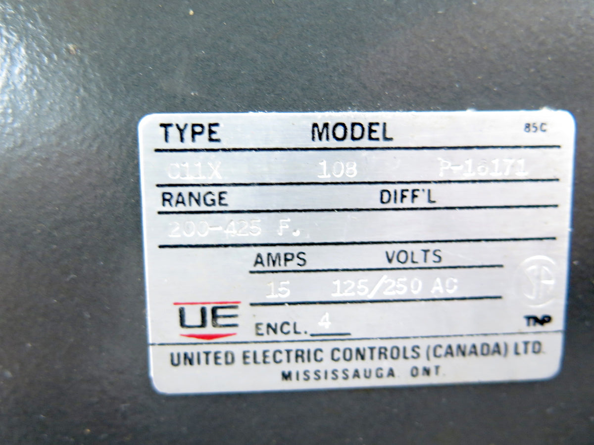 United Electric Model: 108 P-16171 Type: C11X Temperature Switch - Advance Operations