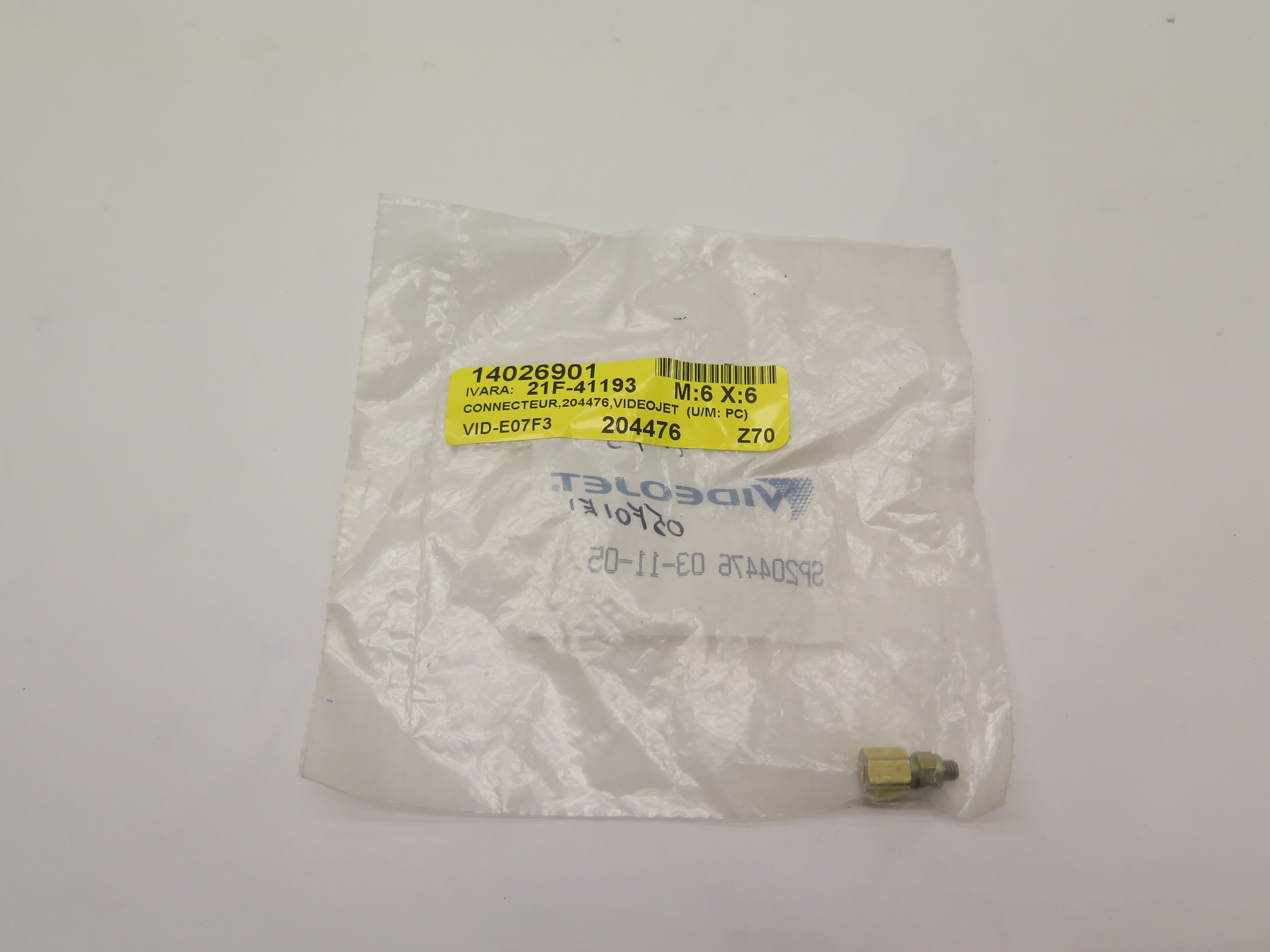 VideoJet 204476 / SP204476 Tube Fitting Genuine - Advance Operations