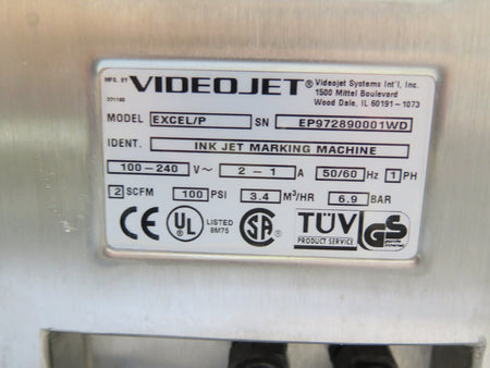 VideoJet Excel/P High Resolution Inkjet Printer Marking Machine 100-240Vac - Advance Operations