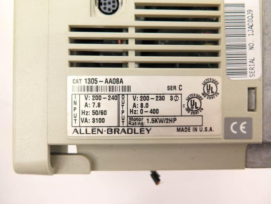 Allen-Bradley 1305-AA08A Ac Drive 1.5kW/2HP 200-240Vac *READ* - Advance Operations