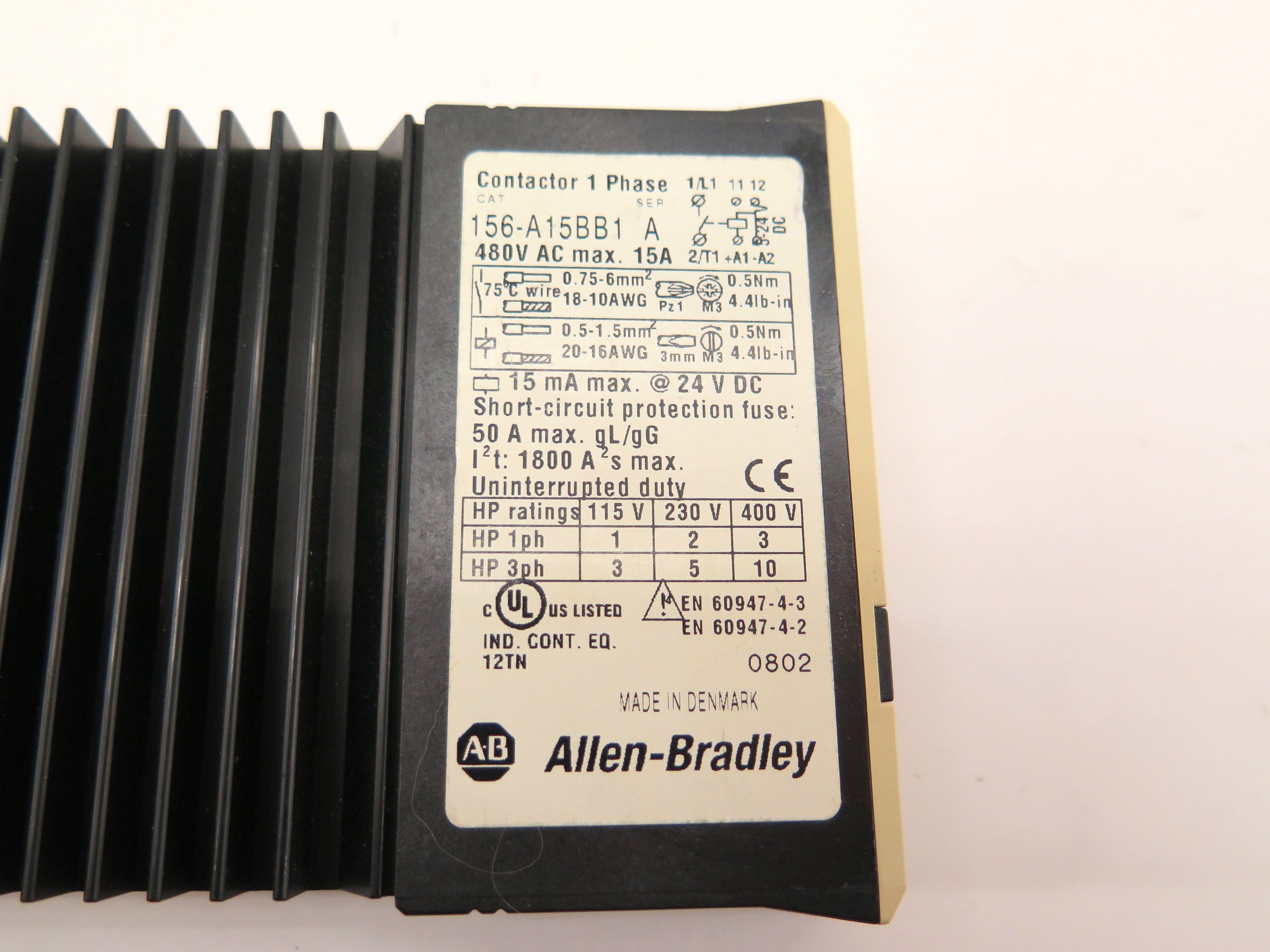 Allen-Bradley 156-A15BB1 Ser.A Contactor 1 Phase 480V ac Max - Advance Operations