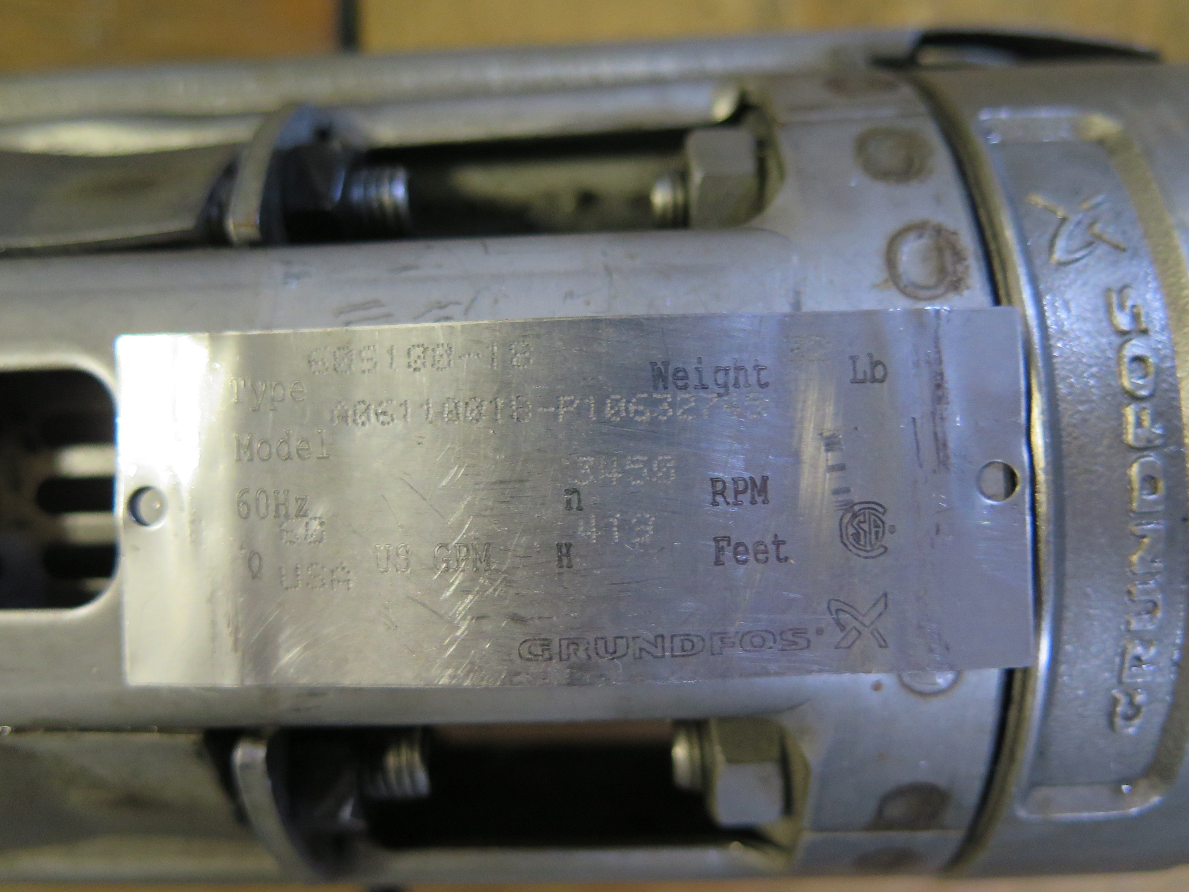 Grundfos 60S100-18 Submersible Multitage Pump with Motor 575V 3 ph - Advance Operations