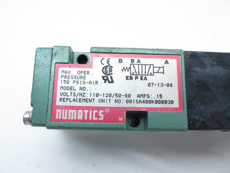 Numatics 081SA400K000030 Solenoid Valve - Advance Operations