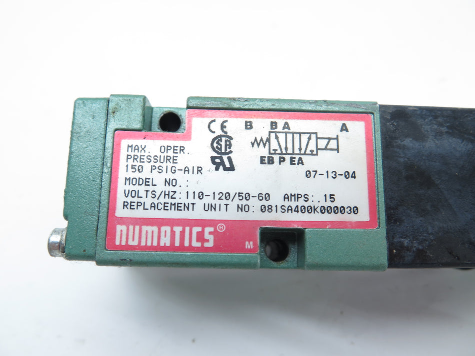 Numatics 081SA400K000030 Solenoid Valve - Advance Operations