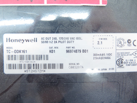 Honeywell TC-0DK161 AC OUT 240 120/240 VAC Isol. 50/60Hz 2A Pilot Duty - Advance Operations